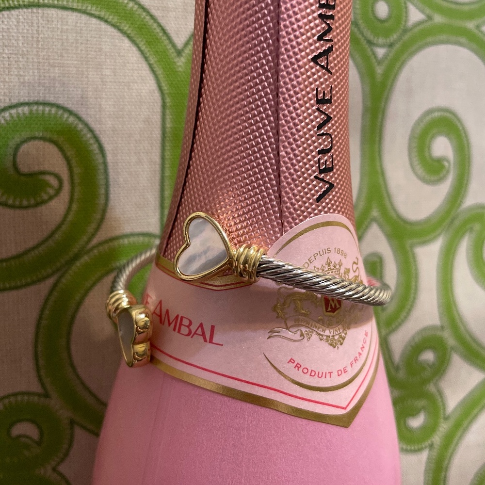 Two Tone Adjustable Heart Bangle - image 5